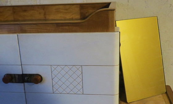 Image 1 of Art Deco Sideboard in Maple, Leather and Glass by Laszlo Hoenig, London 1940s