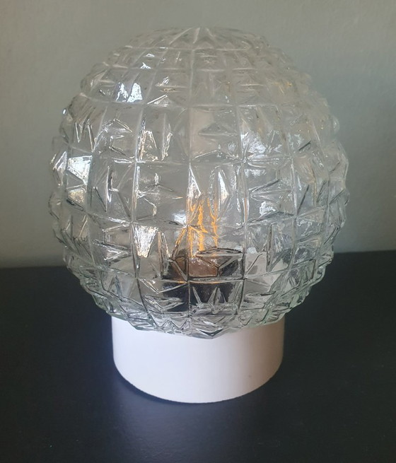 Image 1 of Lampe globe pour plafond (ou mur) en verre texturé d'Italie.