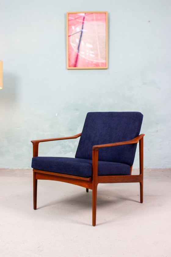 Image 1 of Vintage teakhouten fauteuil Ib Kofod Larsen Deense Easy Chair