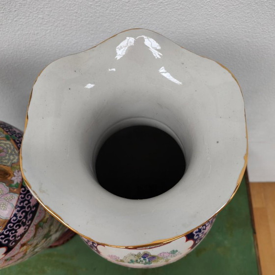 Set Large Vintage Oriental Vases Baluster Vases, Canton Porcelain (photo 12 of 17)