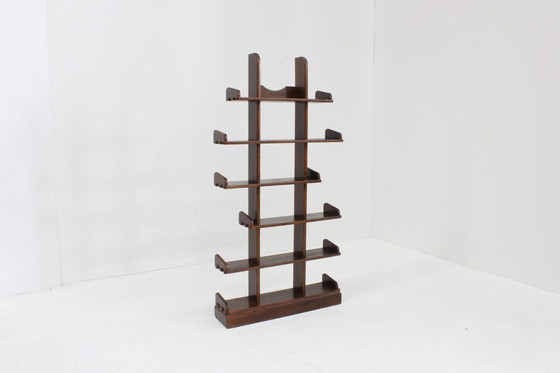 Image 1 of Vintage brutalist pyramid bookcase room divider
