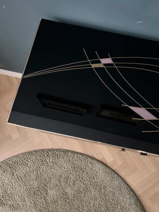 Image 1 of Buffet style rockabilly des années 1950 avec plateau en verre