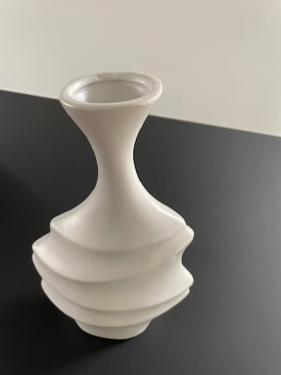 Image 1 of Designer ceramic vase matte white sculptural 25 cm