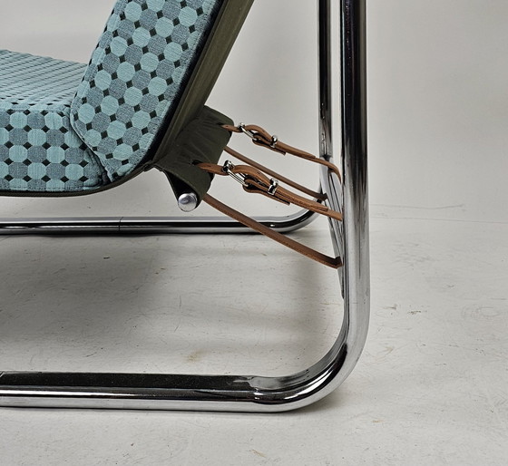 Image 1 of Set of 2 Italian chairs in chrome frame and completely reupholstered