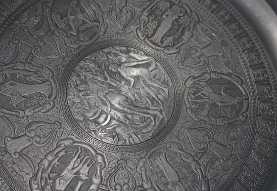 Image 1 of Berendsohn Assiette en étain, assiette murale, Adam et Eve au paradis