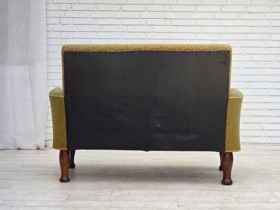 Image 1 of 1950s, Danish 2-seater sofa, green furniture wool fabric.