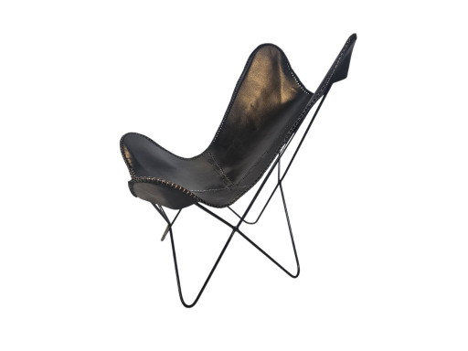 Lounge Chair - Butterfly Chair - Vlinderstoel - Leer - Metaal - 1990's – stoelen fauteuils, Leather, Metal (photo 2 of 8)