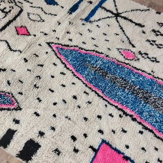 Image 1 of Azilal-Wollteppich, farbenfroh – handgewebt aus Naturwolle (216×190 cm)