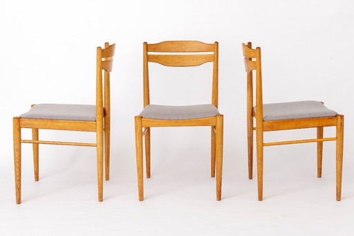 Set aus 3 Vintage-Buchenholzstühlen | Deutsche Esszimmerstühle aus den 1970er Jahren | Restauriert und neu bezogen