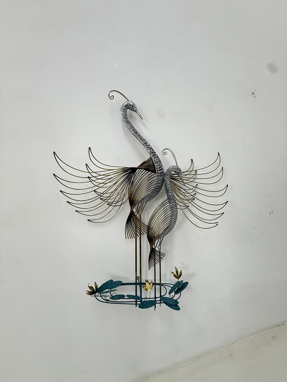 Image 1 of Curtis Jere Vintage Pauw Muurkunst Gesigneerd, 1970