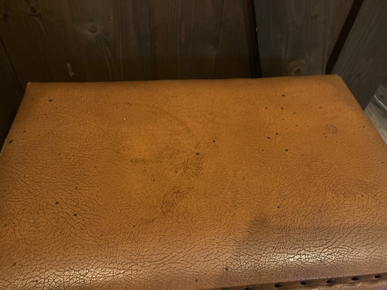 Image 1 of Vintage leren opbergkist poef