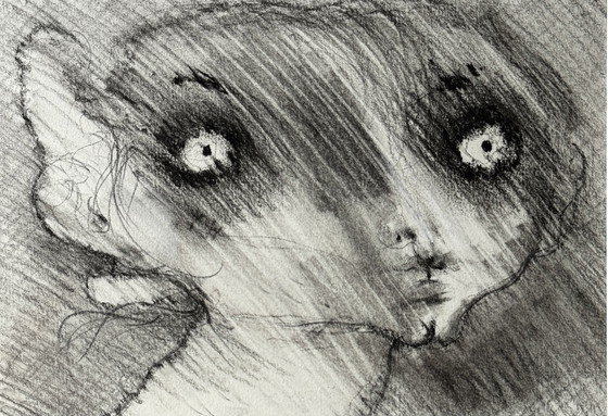 Image 1 of Robert Detheux - Magnifique portrait surréaliste - Vendu encadré 