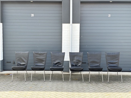 Orea Stoelen 6 Stuks – Label van den Berg, Eetkamerstoelen, Leather, Chrome (photo 17 of 17)
