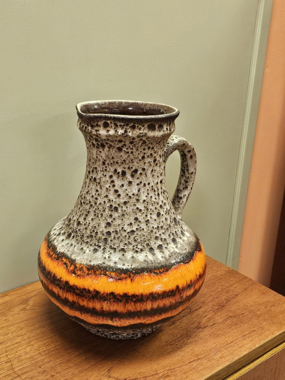 Ü-keramiek Orange West Germany Vintage Handled Vase, Ceramic, Brown (photo 3 of 12)