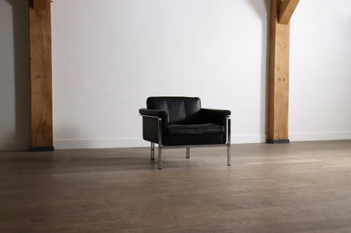 Horst Brüning Model 6912 Lounge Chair in zwart leer voor Kill International, Duitsland 1967 – fauteuils, Leather, Vintage