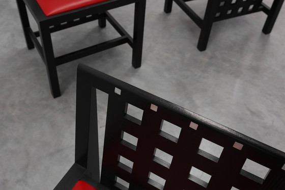Image 1 of Ensemble de 4 chaises de salle à manger DS3 par Charles Rennie Mackintosh pour Atelier international, Italie, années 1970
