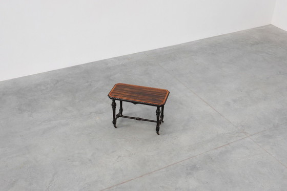 Image 1 of 19th Century English side table with geometric wood inlay by John Taylor & Sons