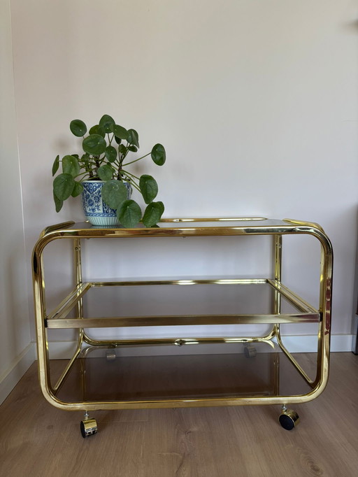 Vintage Bar Trolley / Serveerwagen in Hollywood Regency Stijl