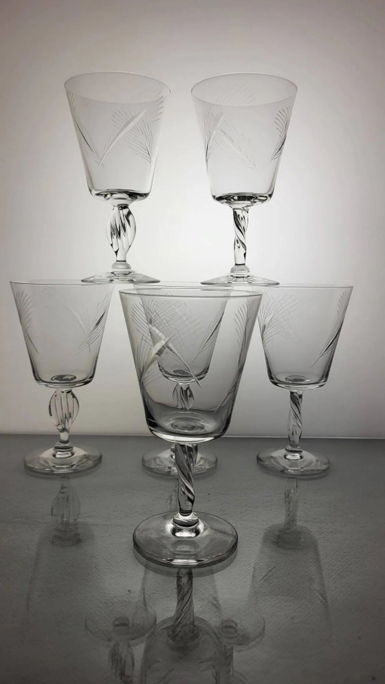 6 calici da vino in cristallo degli anni '60 (grano) – Bicchieri e caraffe, Crystal, Glass, Vintage (photo 7 of 7)