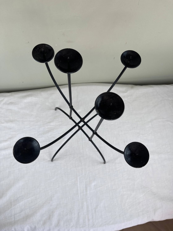 Sculpturale kroonluchter van smeedijzer – Kandelaars en kaarsen, Iron, Bauhaus (photo 11 of 15)