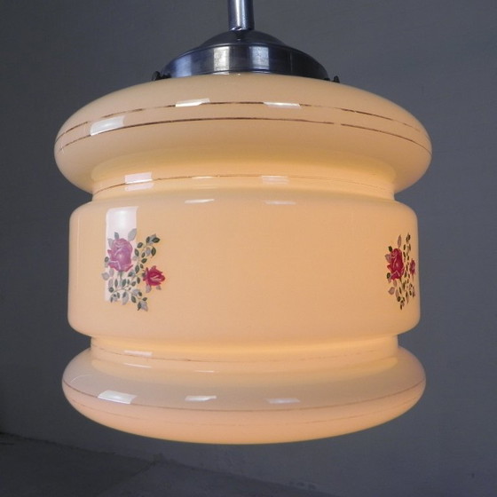 Image 1 of Art Deco pendant lamp with beige glass shade, 1930s