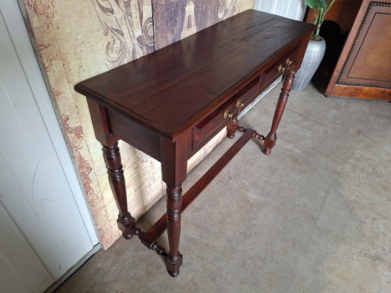Klassieke Engelse sidetable, haltafel, wandconsole afm. 105x34cm en 80cm hoog. – Wood (photo 3 of 5)