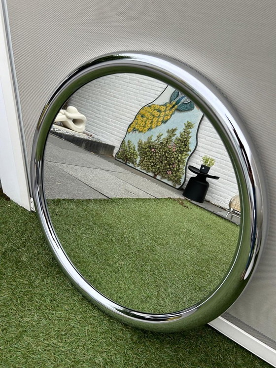 Image 1 of Miroir vintage à cadre tubulaire chromé