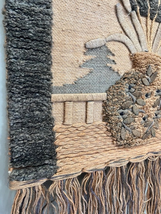 Vintage wandtapijt bohemien bloemencompositie – Wanddecoratie, Textile, Wool (photo 5 of 11)