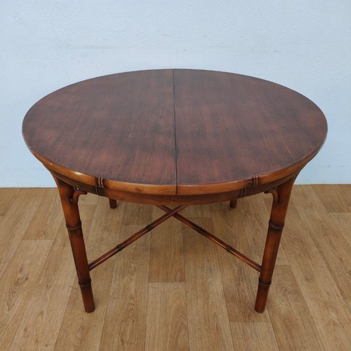 Vintage round faux bamboo dining table extendable dining table