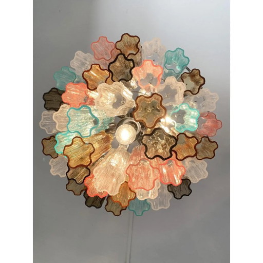 Contemporary Multicolor Tronchi Murano Glass Chandelier