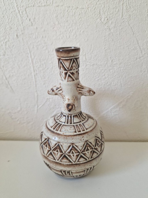 Vintage handcrafted ceramic vase/soliflore – Brutalist style