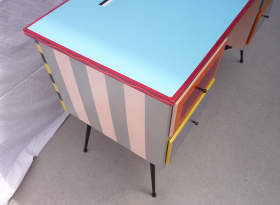 Image 1 of Bureau  vintage 4 Tiroirs  sur pieds compas