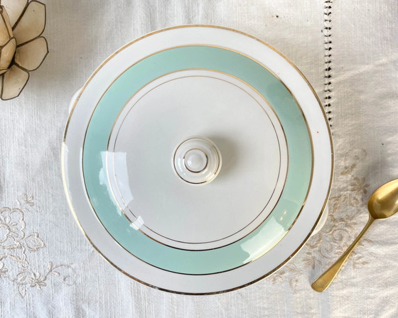 Soupière Vintage Porcelaine Blanche Verte LUNEVILLE EPINAY France Années 50 – Vaisselle (photo 6 of 10)