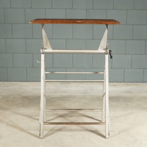 Vintage Industriële Tekentafel / Architectentafel – Jaren 50