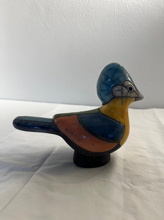 Image 1 of Set van drie veelkleurige Raku vogelfiguren