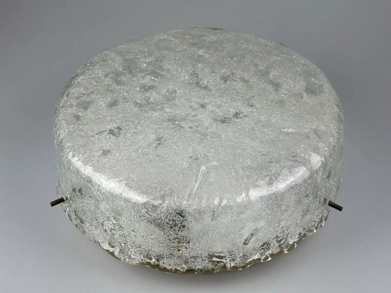 Image 1 of Lampada da soffitto anni '60 e '70 Plafoniera a filo in vetro ghiacciato Hillebrand Germania