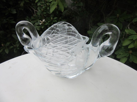 Image 1 of 2 Glass Swan Jugs, large and small, same patteen, possibly Walther Glass, vintage 