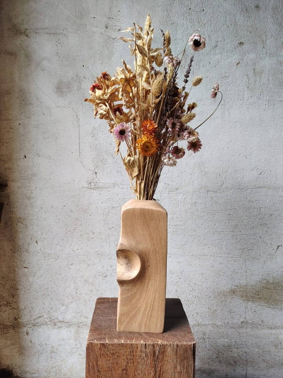 Vase / Skulptur aus geschnitzter Massivholz-Eiche – retroDom, Vasen (photo 3 of 9)