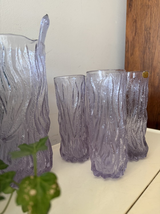 Brutalistische Karaffe mit Gläsern aus Alexandria, Italien, 1970er Jahre – Gläser & Karaffe, Murano Glass (photo 7 of 9)