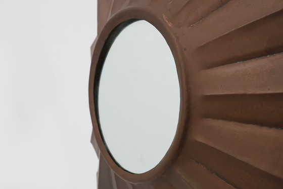 Image 1 of Specchio Art Déco a raggiera in rame rosso, Francia, anni '20