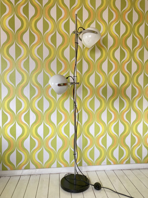 Vintage-Stehlampe im Space-Age-Stil mit 2 kugelförmigen Strahlern
