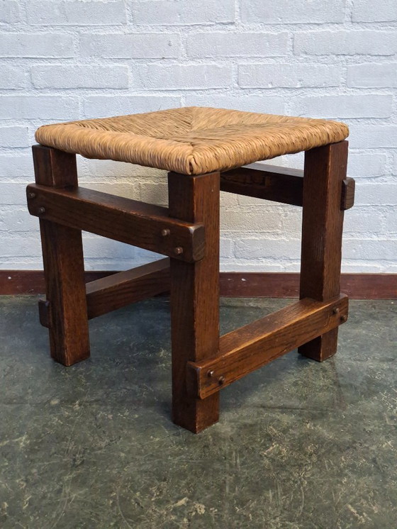 Image 1 of 3 sgabelli brutalisti con sedili in giunco