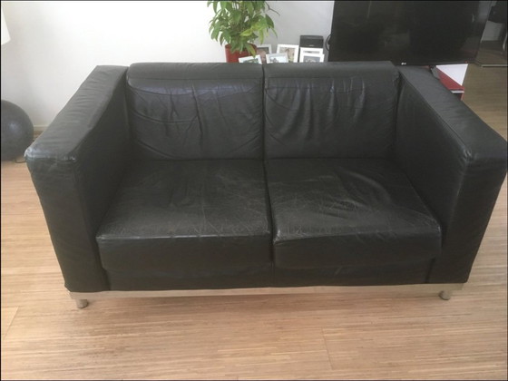 Image 1 of Ensemble de canapés en cuir vintage (fauteuil + canapé 2 places)