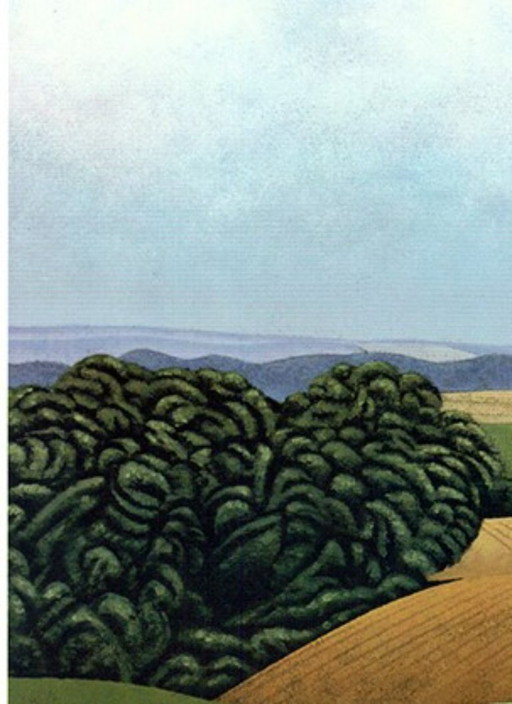Taubert, Gerhard - Hilly landscape - Color offset lithograph