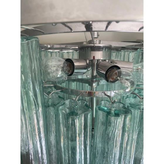 Image 1 of Eigentijdse groene “Tronchi” kroonluchter van Muranoglas in Venini-stijl