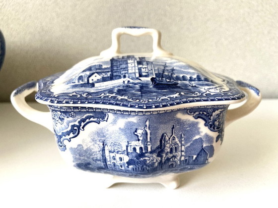 Image 1 of Vintage Johnson Brothers Bros Old Castles Blue Edit Set per tè e caffè