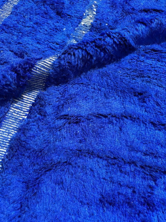 Image 1 of Blauer handgeknüpfter marokkanischer Teppich 210 x 300 cm – | Geometrischer moderner Teppich