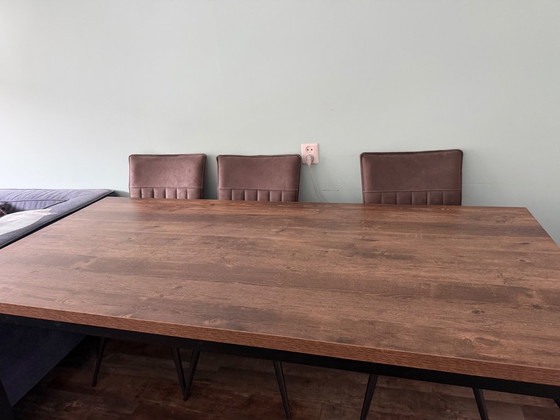 Dining table with 6 chairs – Dining set, Metal, Textile (photo 3 of 5)