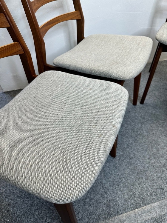 4 Chaises de salle à manger en teck Mid Century Vintage, Bois, Marron (photo 6 sur 14)