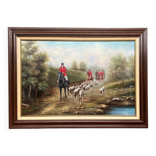 P. Delange “Vossenjacht”. – schilderijen tekeningen, Canvas